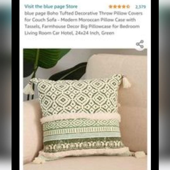 24x24 Pillow Cover with tassels boho style - Picture 1 of 7